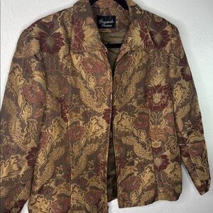 vintage Giancarlo Ferrari tapestry zip-up jacket jacquard floral pattern